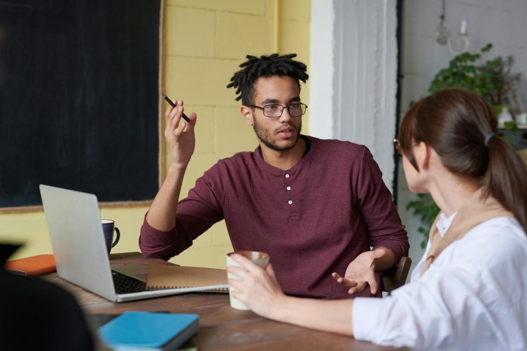 Couple having argue during mediation