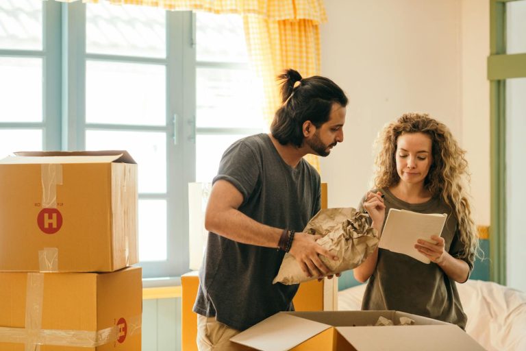 Woman showing property documents to her ex-husband