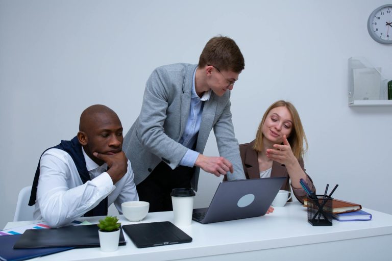 Couple having meeting with mediator