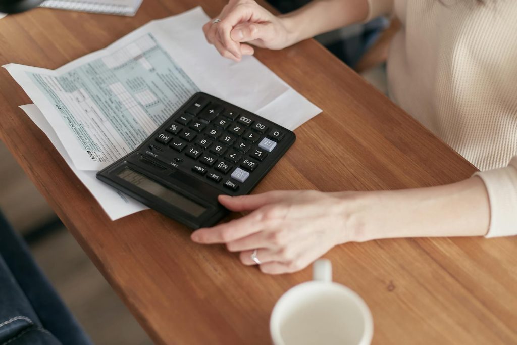 Woman counting her income