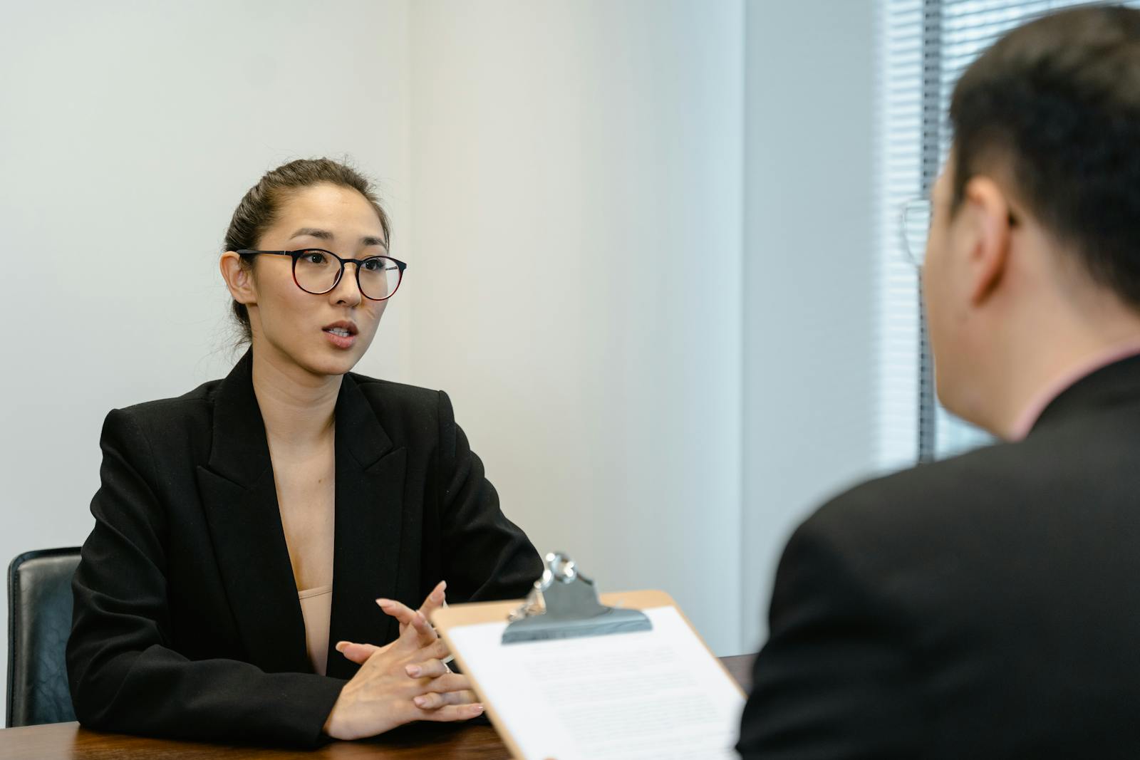 Woman talking with mediator