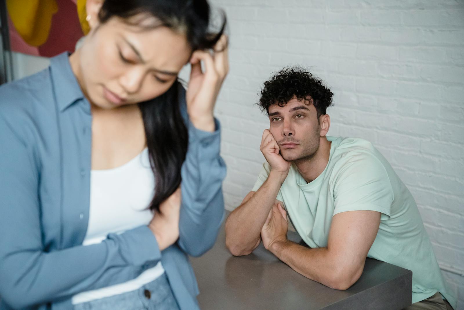 Couple discussing property matters before divorce